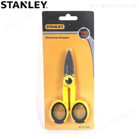 史丹利工具 双色柄电工剪刀不锈钢剪线剥线140mm原装90-171-23C  STANLEY工具
