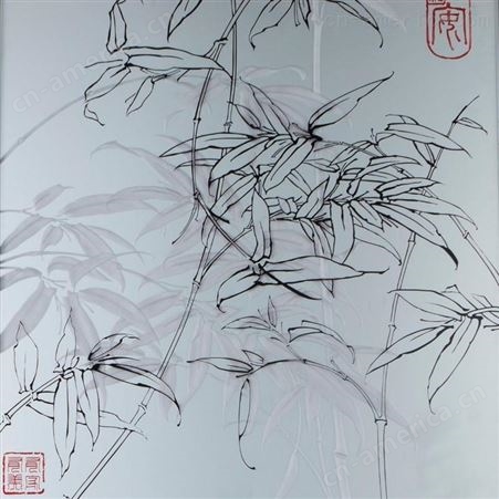 上海玉娇 彩绘艺术玻璃隔断 国画玻璃