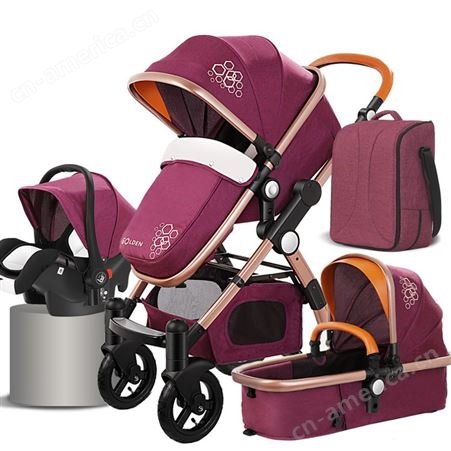 B0017-3可坐可躺高景观四合一婴儿手推车bb大四轮折叠双向宝宝儿童婴儿车