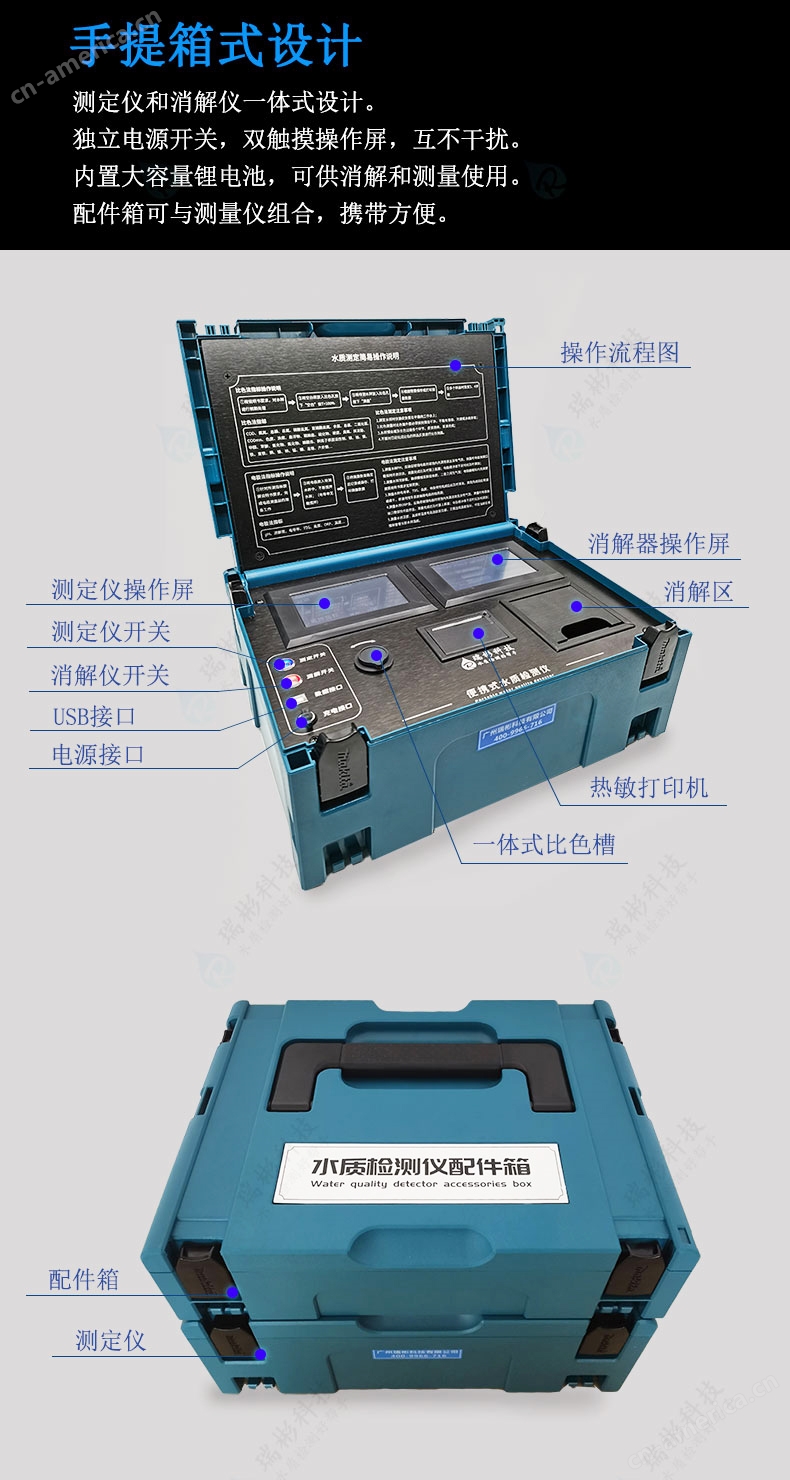 RB-924F型便携式氨氮总磷测定仪（户外现场、实验室两用）手提箱式外形设计