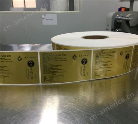 制作食品标签印刷哑金防水不干胶贴纸卷筒标贴