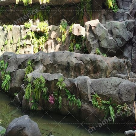 湖 南水泥塑石假山 grc线条 瀑布广雕制作施工团队 近于自然