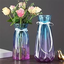 彩色简约花瓶 渐变玻璃花瓶 北欧鲜花干花瓶 小清新水培花器