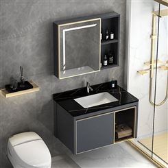 新款太空铝浴室柜洗脸盆柜组合卫生间一体陶瓷洗漱台智能除雾镜柜