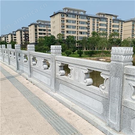 陕西汉白玉石雕栏杆 河道景区石栏杆 桥梁石栏杆 定制生产