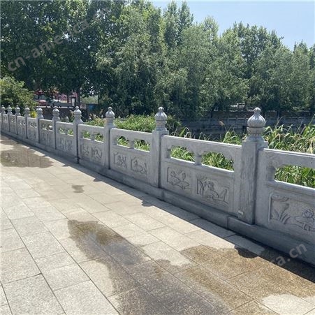 陕西汉白玉石雕栏杆 河道景区石栏杆 桥梁石栏杆 定制生产