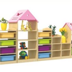 幼儿园原木组合柜子卡通多功能柜整套儿童松木玩具柜图书储物柜